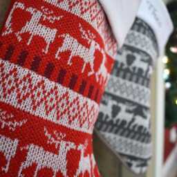 Personalised Embroidered Christmas Stocking Luxury Knitted Reindeer With Name - Red Or Silver Design UK Gift - thumbnail 3