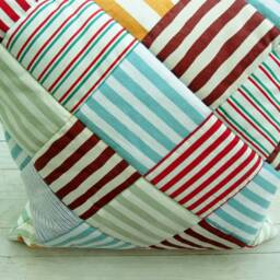 Patchwork Quilted Pillow Cover Modern Striped Throw Cushion, 16 - thumbnail 3