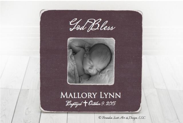 Personalized Baptism Picture Frame God Bless Gift - image 1