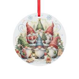 Gnome Christmas Scene Acrylic Ornament - Holiday Tree Decoration - thumbnail 2