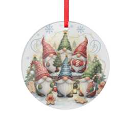 Gnome Christmas Scene Acrylic Ornament - Holiday Tree Decoration - thumbnail 1