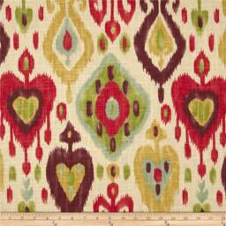 "Django Ikat Red Pillow Cover~Red/Green/Natural~16"" X 16" - thumbnail 2