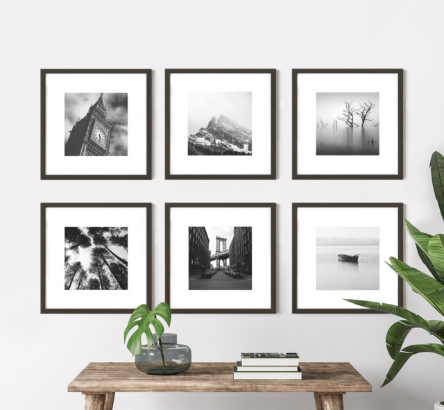 Use Your Own Pictures Set Of 6 Personalised Photo Prints Available Framed. Home Wall Decor. Custom Made. Black White Wood - image 1