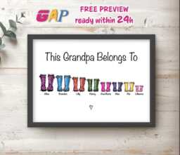 Personalised Family Welly Boot Portrait Print Custom Home Decor Gift #4 - thumbnail 1