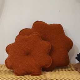 Round Flower Cushion - Handmade in France Boucl?? Fabric - thumbnail 3