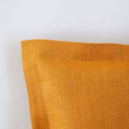Yellow Linen Pillow Cover Handmade Throw Cushion With Flange - thumbnail 3