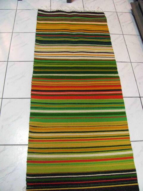 Handwoven Wool Runner Rug, Autumn Colors, Green Orange Area Rug - image 1