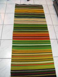 Handwoven Wool Runner Rug, Autumn Colors, Green Orange Area Rug - thumbnail 1