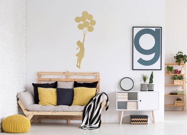 Banksy Wall Decal Balloon Girl, Sticker Art, Graffiti, Street Art Stencil Stickers, Urban Interior Decor - image 1