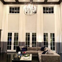 Extra Long Luxury Solid Linen Curtain Block Of Off White/Dark Gray Custom Made 14 15 16 17 18 20 24 Feet 2 Story Drapes Free Swatch - thumbnail 2