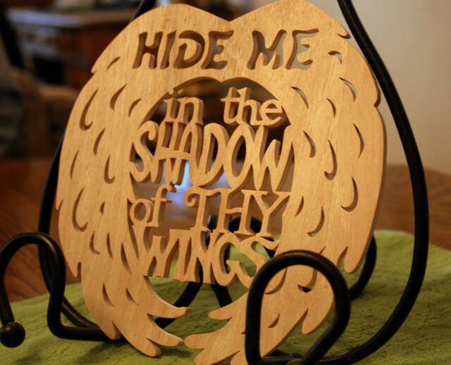 Hide Me in The Shadow Of Thy Wings - Wooden Religious Wall Hanging - image 1