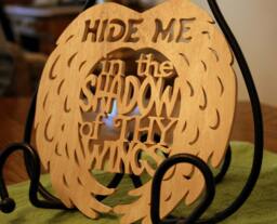 Hide Me in The Shadow Of Thy Wings - Wooden Religious Wall Hanging - thumbnail 1