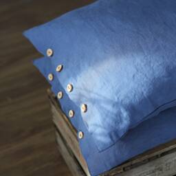 Pure Linen Pillowcase. Blue Pillow Case. Standard Queen King - thumbnail 2