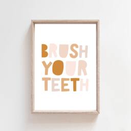 Set Of 3 Bathroom Prints, Wash Your Hands Print, Brush Teeth Hang Towel Kids Playroom Wall Art - thumbnail 2