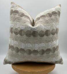 Beige Chenille Pillow Cover, Brown Circle Pattern, Textured Throw Pillow, 20x20 - thumbnail 1