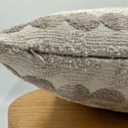 Beige Chenille Pillow Cover, Brown Circle Pattern, Textured Throw Pillow, 20x20 - thumbnail 2