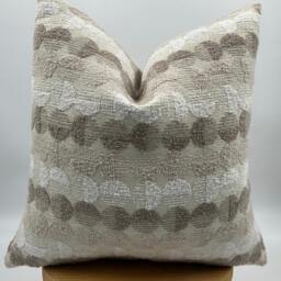 Beige Chenille Pillow Cover, Brown Circle Pattern, Textured Throw Pillow, 20x20 - thumbnail 4