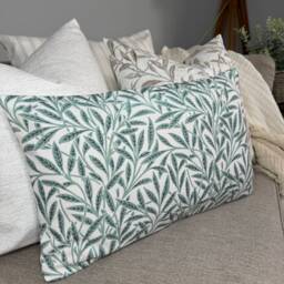 "Decorative Cushion Cover, Green Leaf Design Pillow Scatter Sofa Cover 12"" X 20" - thumbnail 2