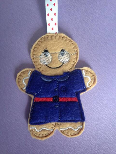 Midwife/Matron Delivery Nurse Gingerbread Man Tree Decoration, Doula Ornament, Home Decor, Felt Christmas Decoration - image 1