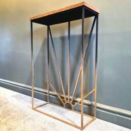 Black Gold Oak Steel Side Table - Handmade Modern Industrial Living Room Furniture - thumbnail 3