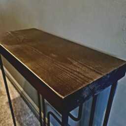 Black Gold Oak Steel Side Table - Handmade Modern Industrial Living Room Furniture - thumbnail 4
