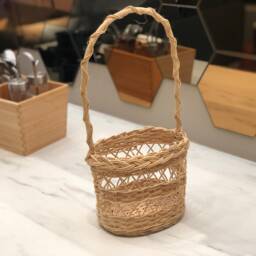 Wine Rack Basket For Gift Made Of Rattan Kitchen Storage For 2 Bottle - thumbnail 3