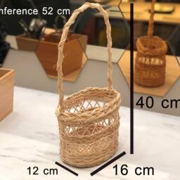 Wine Rack Basket For Gift Made Of Rattan Kitchen Storage For 2 Bottle - thumbnail 4