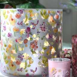 Blush Butterfly Garden Glass Candle Holder, Extra Large Floral Home Decor - thumbnail 2