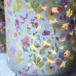 Blush Butterfly Garden Glass Candle Holder, Extra Large Floral Home Decor - thumbnail 4