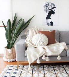 Organic Tasseled Throw - Handmade Pom Blanket Moroccan Bedroom Gift