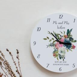 Hydrangea & Roses Floral Wedding Clock - Family New Home Gift Illustrated Acrylic Wall - thumbnail 3