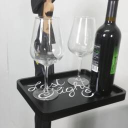 Wooden Biker Butler Statue - Modern Sculpture, Tray, Valet Stand - thumbnail 4