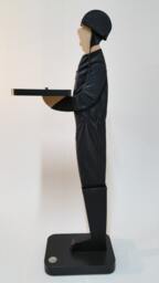 Wooden Biker Butler Statue - Modern Sculpture, Tray, Valet Stand - thumbnail 3