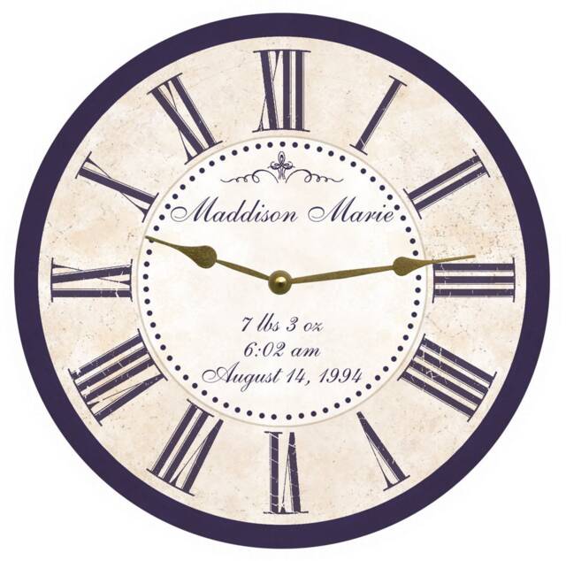 Custom Purple Baby Clock - Personalized Gift For New Parents - image 1