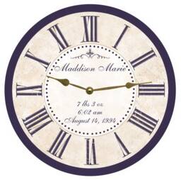 Custom Purple Baby Clock - Personalized Gift For New Parents
