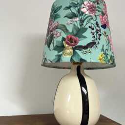Butterfly Floral Velvet French Drum Lampshade, Empire Pink in Light Blue Ceiling Shade - thumbnail 3
