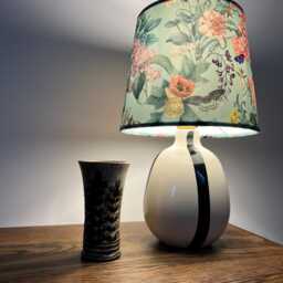 Butterfly Floral Velvet French Drum Lampshade, Empire Pink in Light Blue Ceiling Shade - thumbnail 2