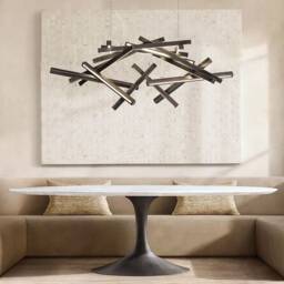 Wooden Suspension Chandelier, Handcrafted Art Hanging Lamp Lightning, Dining Room Farmhouse Pendant Light, Japandi Lighting, Interstellar Xl - thumbnail 2