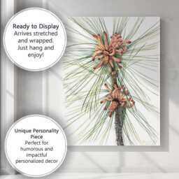 Botanical Pine Needles & Cones Watercolour Illustration Canvas Wall Art Print Decor Picture Ready To Hang - thumbnail 3