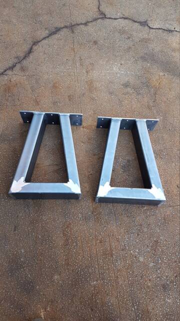 2 Trapezium Box Section Retro Industrial Steel Metal Dining Table Coffee Bench Legs Desk Breakfast Bar Many Sizes Per Pair - image 1