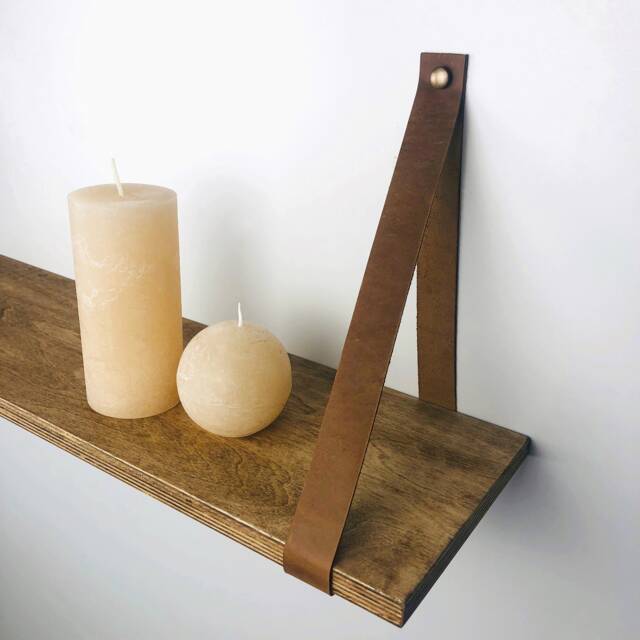 Wooden Shelves For Bathroom Shelves Over Toilet Wall Towels Leather Strap Shelf - image 1