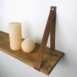 Wooden Shelves For Bathroom Shelves Over Toilet Wall Towels Leather Strap Shelf - thumbnail 1