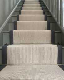 Beige Stair Runner With Black Stitched Taped Edge - thumbnail 1