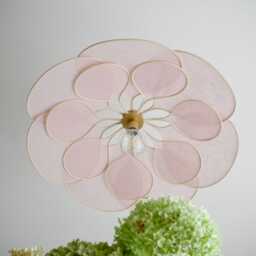 14-Petal Flower Pendant Light in Linen & Rattan - Handcrafted Chandelier Japanese Wabi-Sabi Lighting Natural Decoration - thumbnail 2