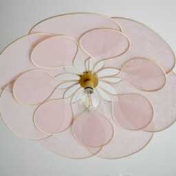 14-Petal Flower Pendant Light in Linen & Rattan - Handcrafted Chandelier Japanese Wabi-Sabi Lighting Natural Decoration - thumbnail 3