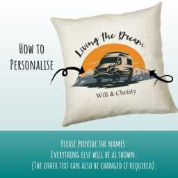 Personalised Caravan Camping Lovers Cushion Gift Mountains Sunset Design For Motorhome Owners Enthusiasts Cs197 - thumbnail 3