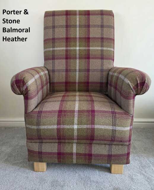 Handcrafted Tartan Children's Armchair Balmoral Fabric Grey Pink Purple Kids Boys Girls Chair Seat Ochre Blue Natural Red Gingham Checked - image 1