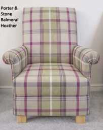 Handcrafted Tartan Children's Armchair Balmoral Fabric Grey Pink Purple Kids Boys Girls Chair Seat Ochre Blue Natural Red Gingham Checked - thumbnail 1