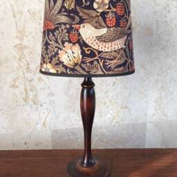 William Morris Strawberry Thief Grape - Small Handmade Oval Lampshade Table Lamp - thumbnail 2