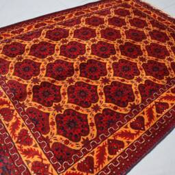 5x7 Ft Fine Tribal Area Rug - Orange Afghan Hand Knotted Wool For Living Room Home Decor Bedroom Rug, Oriental Turkmen - thumbnail 3